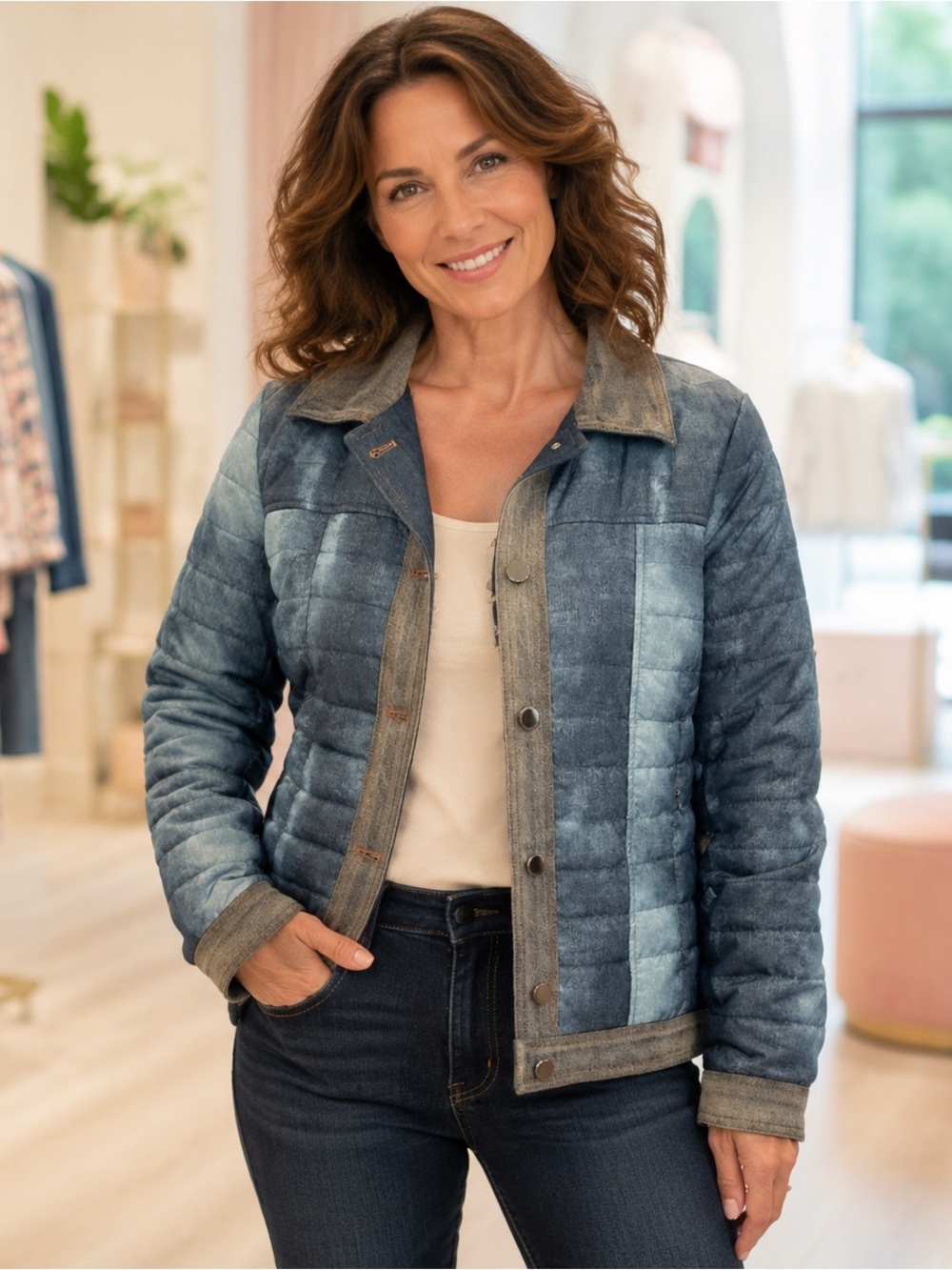 Renuar Denim Print Jacket